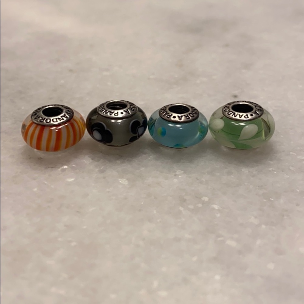 4 glass Pandora charms